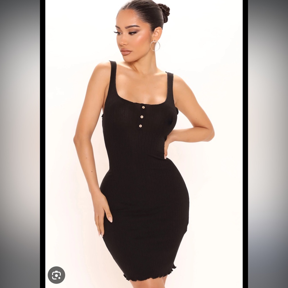 Black Ribbed Bodycon Dress